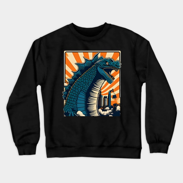 King Kaiju of the Monsters - The Great Godzilla Crewneck Sweatshirt by Daphne R. Ellington